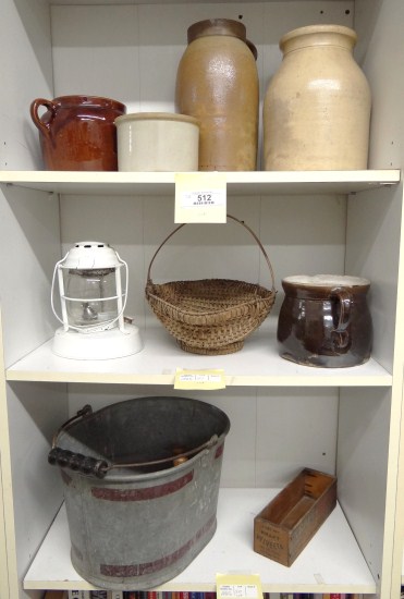 Misc. lot including early crocks bucket