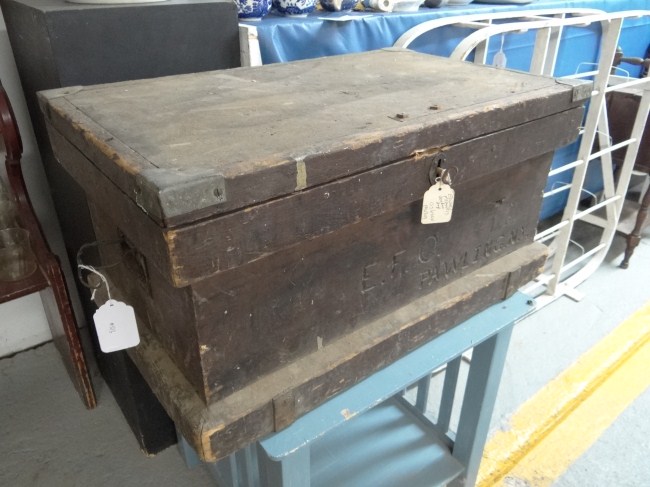 19th c tool trunk Marked Pawling 166029