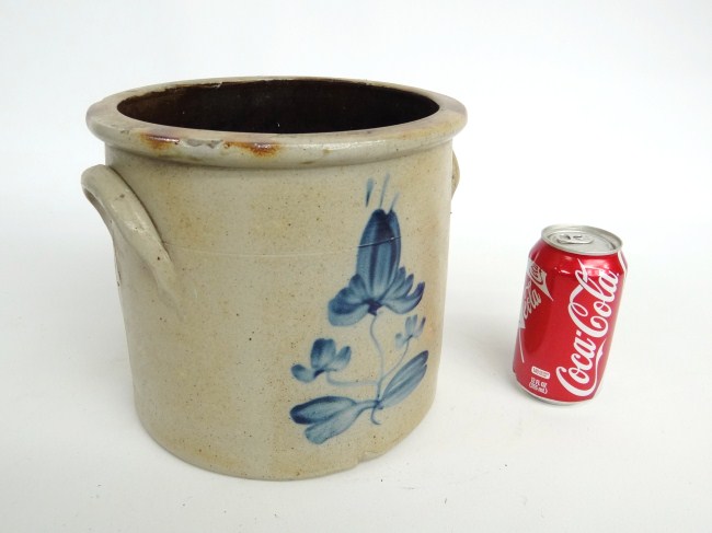 19th c. stoneware crock with floral