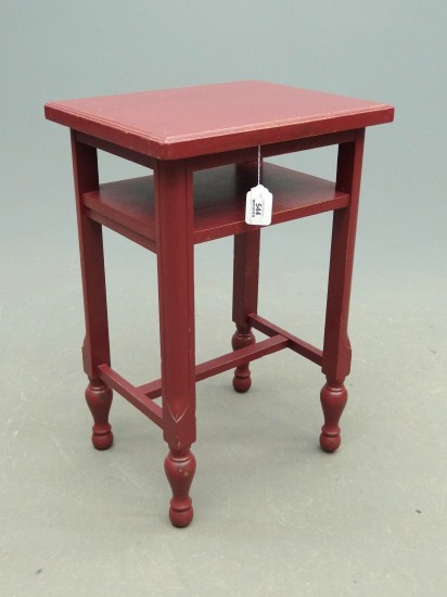 Phone table in red paint. 31 Ht.