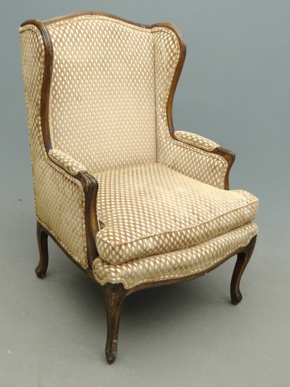 French style wing chair. 19'' Seat