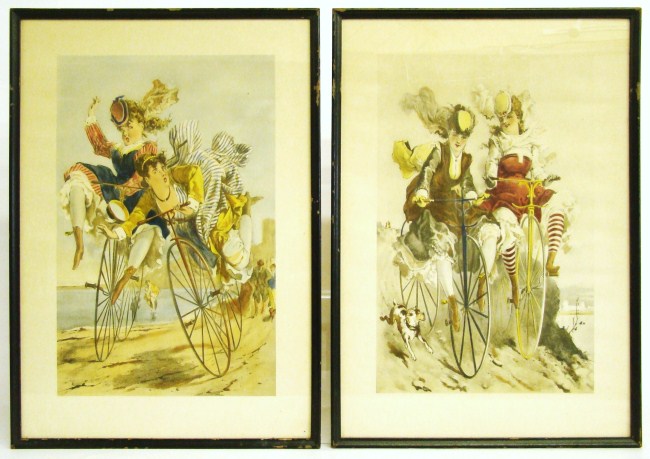 Pair of prints ladies on highwheels  166562