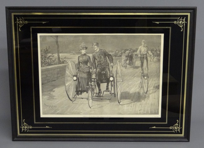 19th c. disbound bicycle print Wheeling