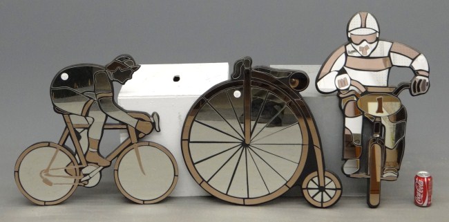 Three custom made bicycle mosaic
