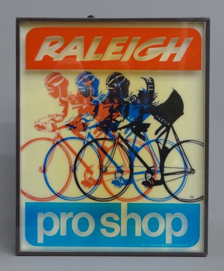 Illuminated dealer sign ''Raleigh''.