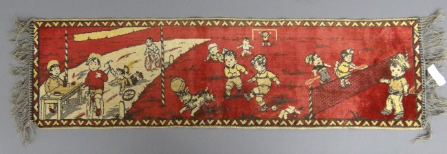 Vintage table rug with children