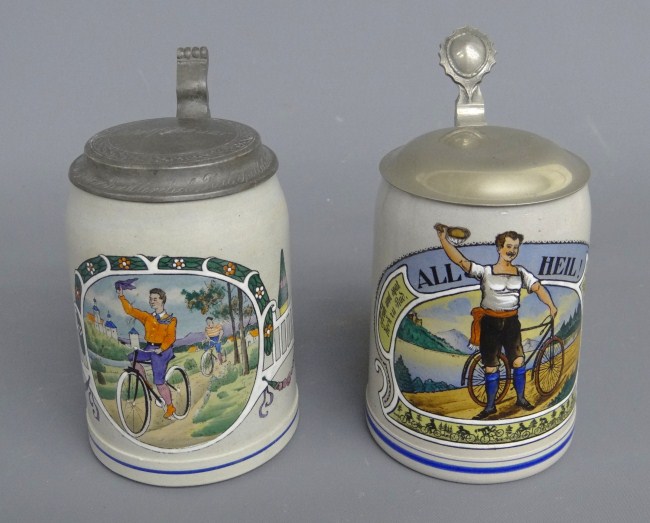 Lot (2) German steins decorated