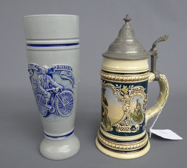 Lot including 9 1/4'' stein with