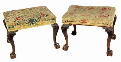 A pair of walnut stools each with 16472c