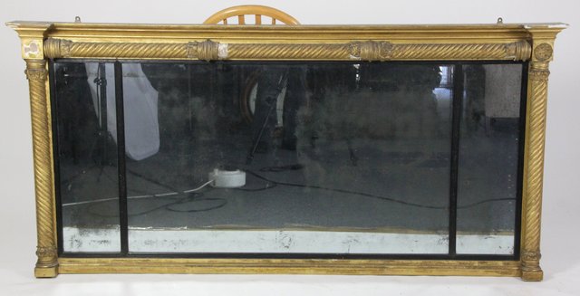 A Regency gilt three-plate overmantel