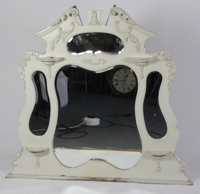 An Edwardian white painted overmantel