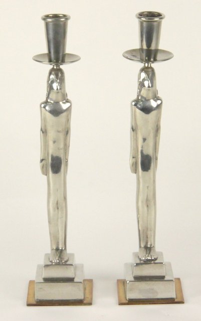 A pair of silver coloured 'Egyptian'