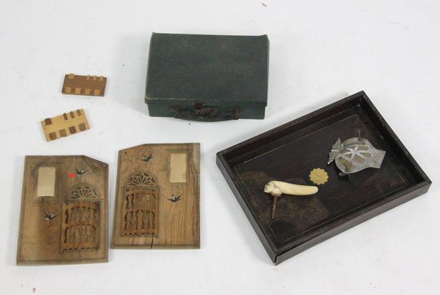 A writing case an inlaid tray two