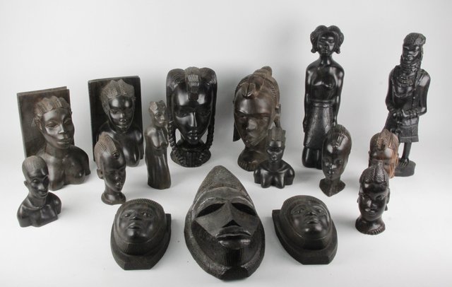 A collection of Nigerian hardwood carvings