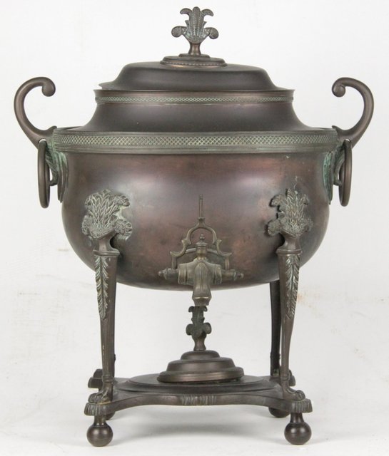 A Regency copper tea urn and cover
