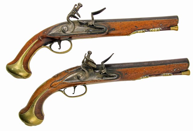 A matched pair of flintlock pistols