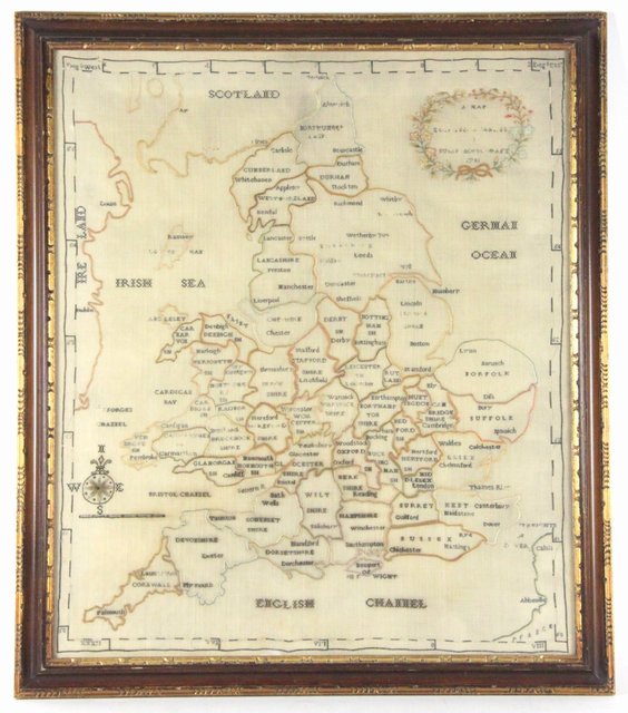 A George III needlework map of 1647ba