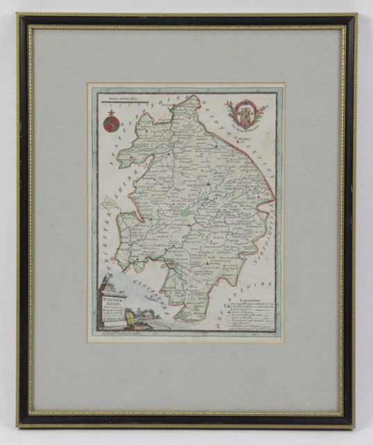 T KitchinMap of Warwickshirehand coloured