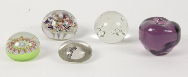 Five glass paperweights Caithness and