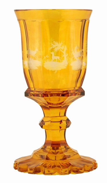 A Bohemian amber glass vase the