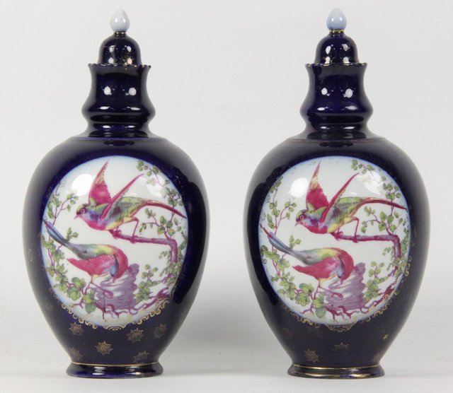 A pair of Vienna porcelain urns