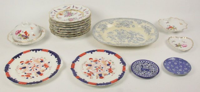Eight Continental floral plates