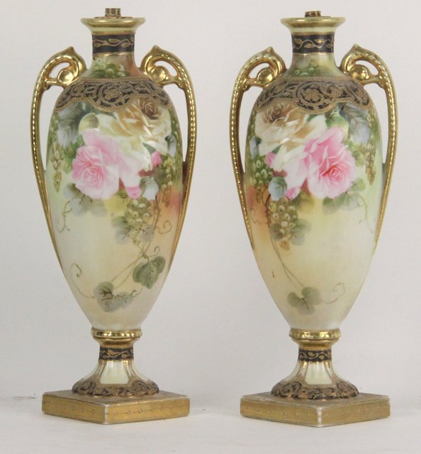A pair of Noritake twin-handled vases