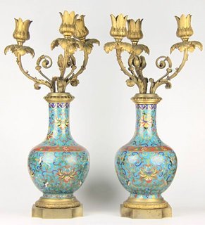 A pair of cloisonn? baluster vases