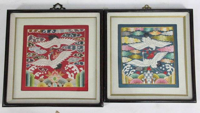 A pair of Chinese embroidered panels 164873