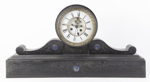 A black marble mantel clock 65cm (25.75)