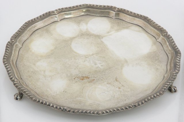 A circular silver salver C.B. and