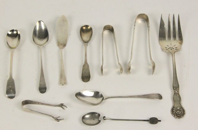 Sundry Georgian and other silver spoons