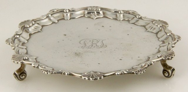 A circular silver waiter BB Birmingham 1648dc
