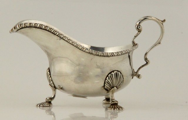 A silver sauce boat London 1940