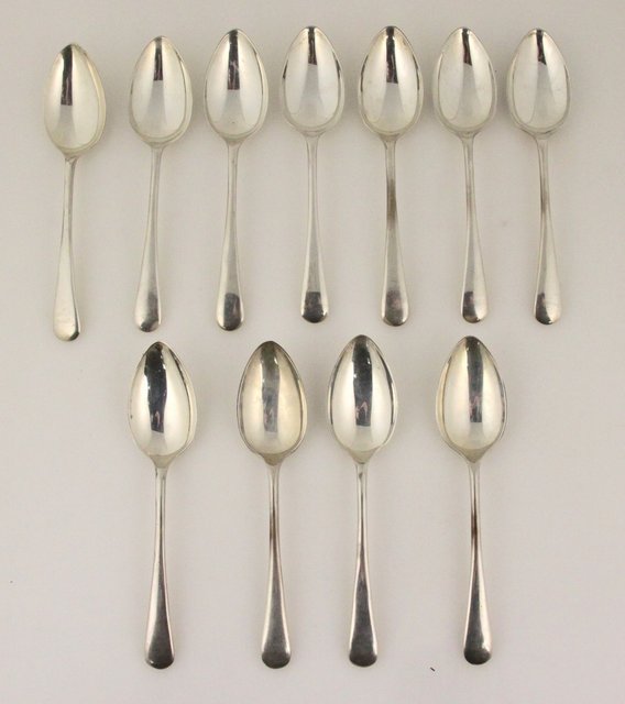 A set of eleven silver teaspoons