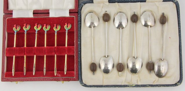A boxed set of six silver coffee 1648ec