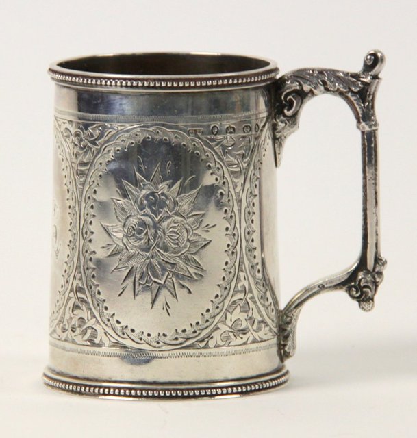 A silver christening mug George