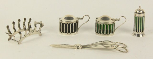 Two silver mustard pots a matching 16490c