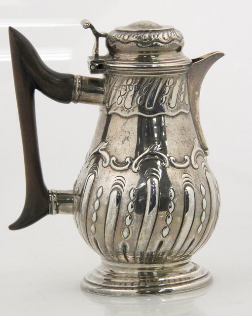 A silver hot water jug London 1895