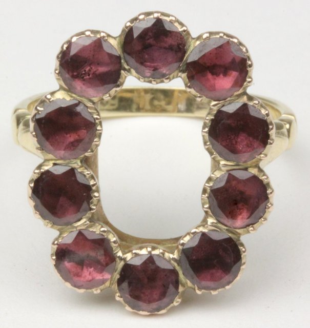 A Georgian ring set with 10 flat cut 164968