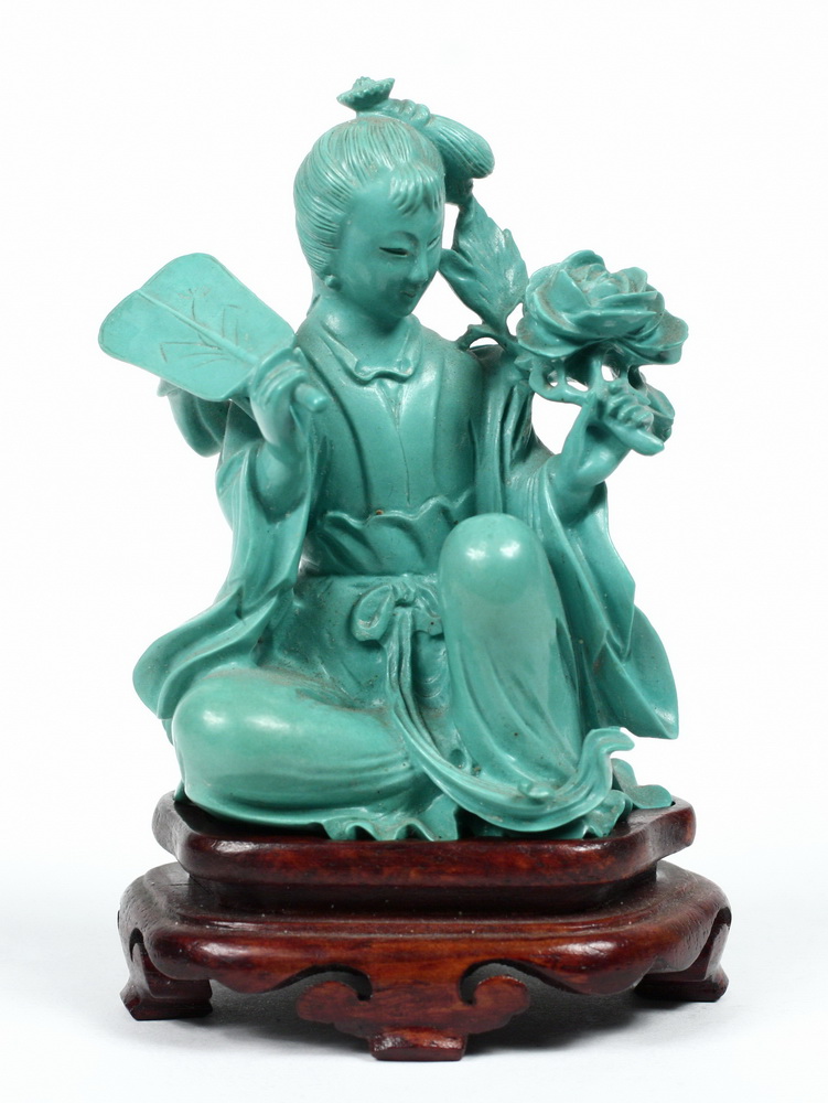 TURQUOISE CARVED COURT LADY 20th 1651c6