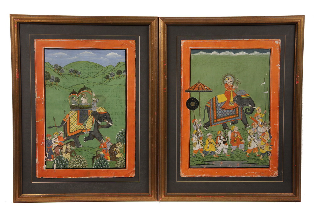 PAIR OF INDIAN GOUACHE ON PAPER 1651eb