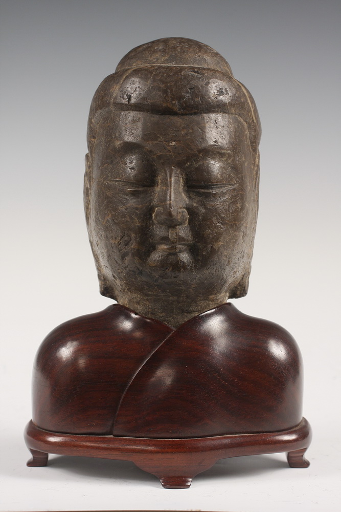 STONE BUDDHA HEAD - 7th c Stone