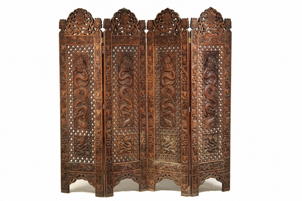 CHINESE CARVED SCREEN Four Fold 16529e