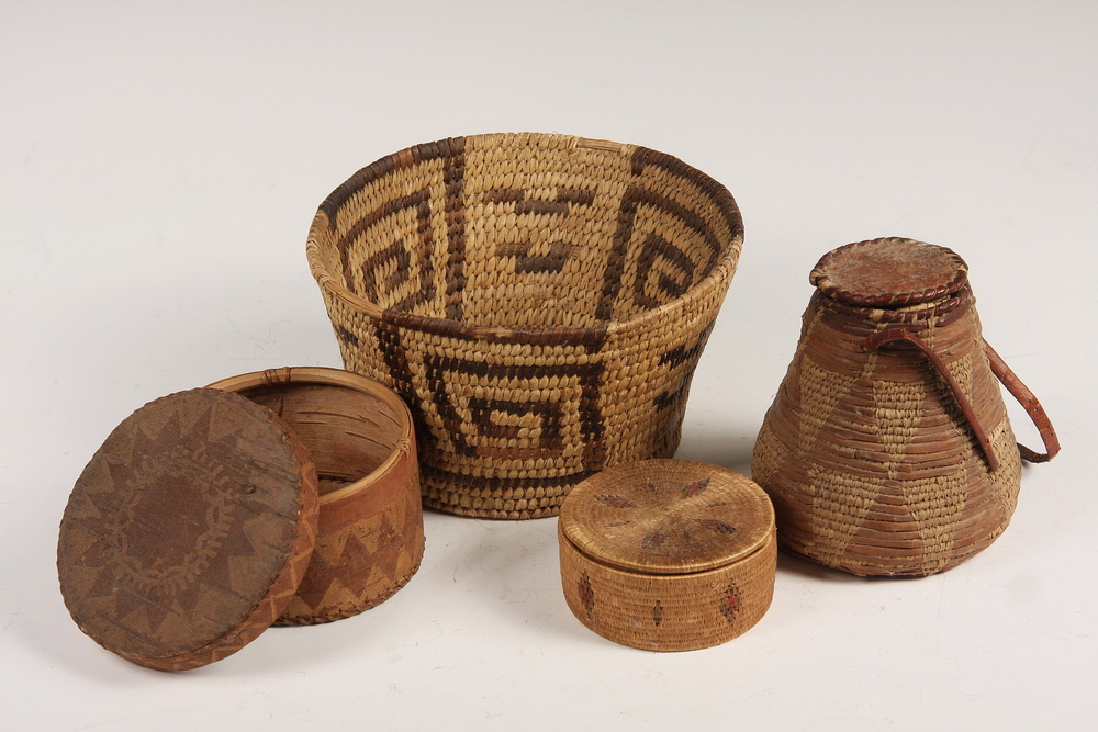  4 NATIVE AMERICAN BASKETS BOXES 1652a6