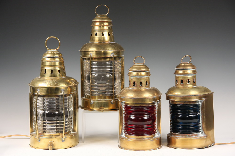 (4) BRASS SHIPS RUNNING LIGHTS - 19th