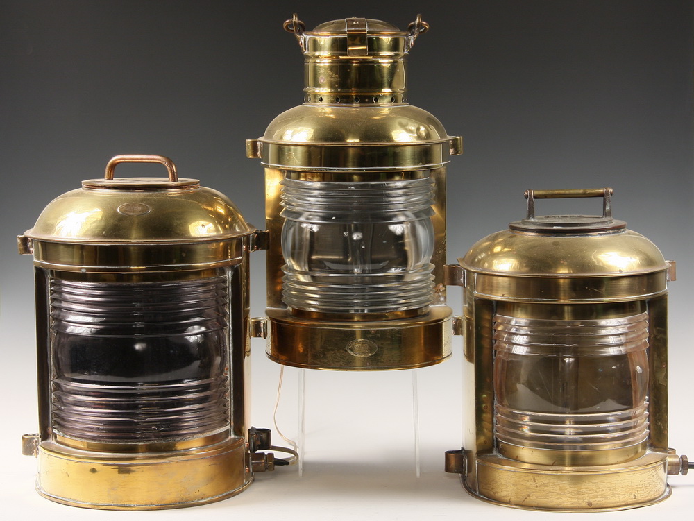  3 BRASS MASTHEAD LANTERNS All 1652ed