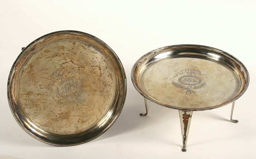 PAIR FOUR FOOTED STERLING TAZZAS