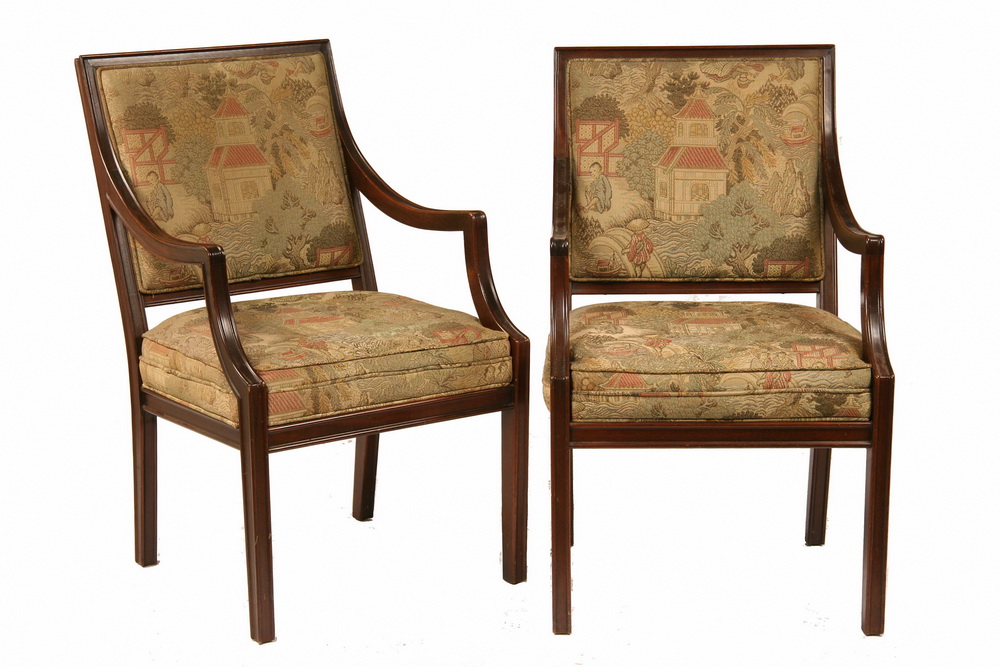 PAIR CUSTOM FRENCH STYLE ARMCHAIRS 165387