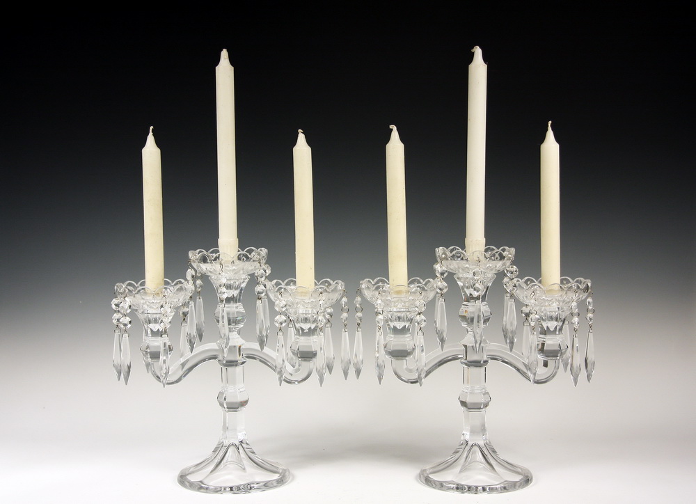 PAIR CRYSTAL CANDELABRUM - Pair